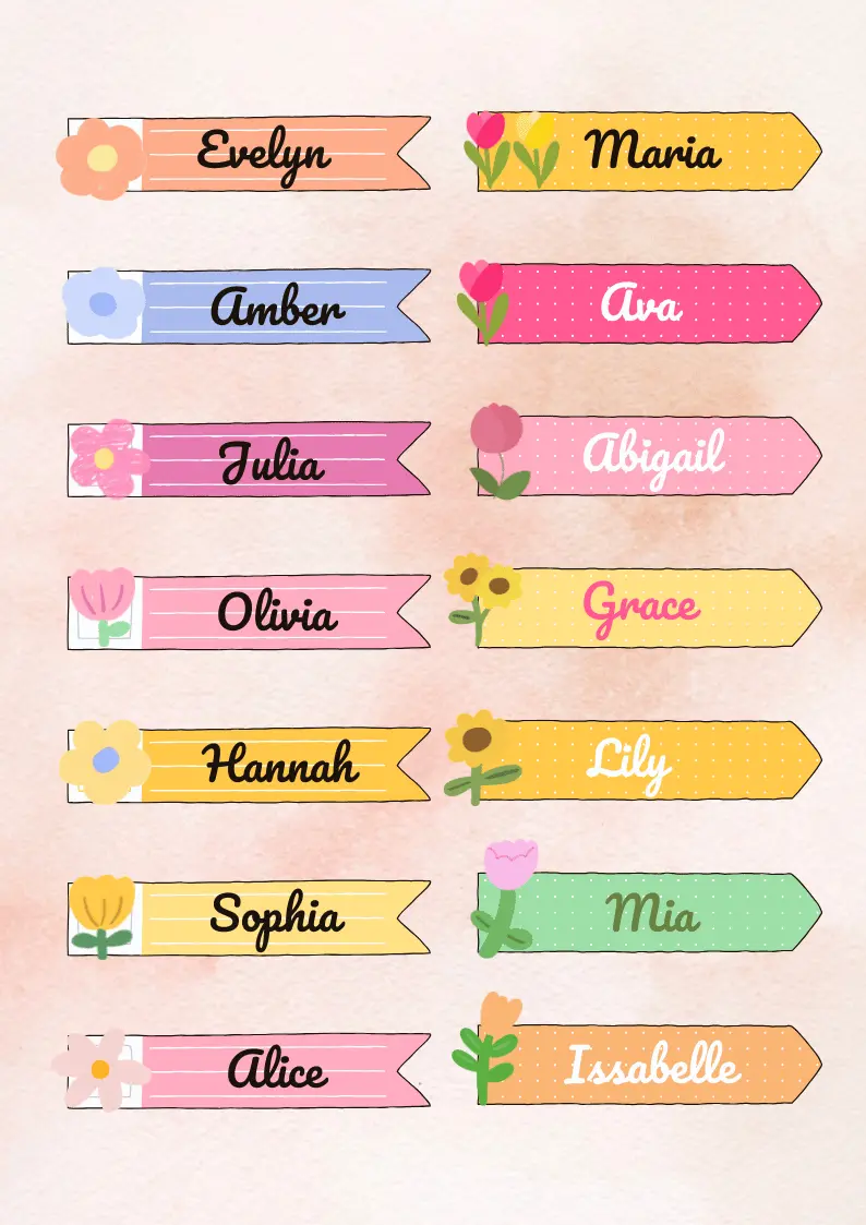 Colourful School Name Tags